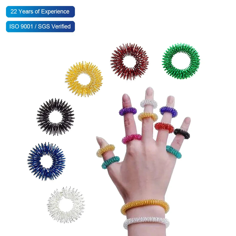 Relaxation Climbing Knuckle Acupuncture Acupressure Point Hand Wrist Stress Reducer Finger Massage Ring for Anxiety Arthritis