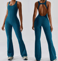 Long Sleeves Hollow Open Back Jumpsuits Flared Pants Gym Fitness Bodysuits & Rompers Women Pilates Yoga Jumpsuits