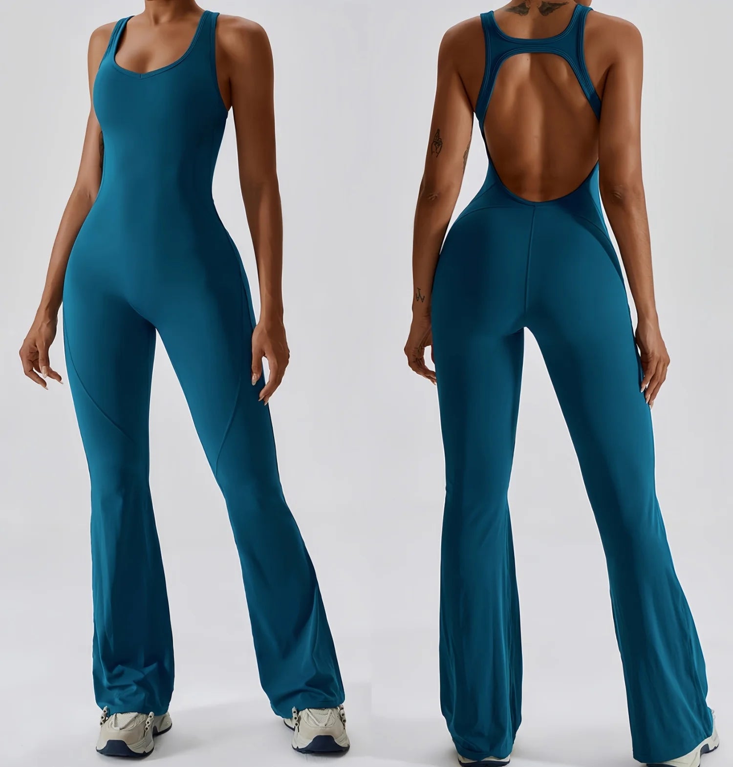 Long Sleeves Hollow Open Back Jumpsuits Flared Pants Gym Fitness Bodysuits & Rompers Women Pilates Yoga Jumpsuits
