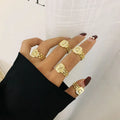 European Trendy Adjustable 18K Gold Plated A-Z Letter Ring Gold Plated Watchband Square Initial Letter Rings Women