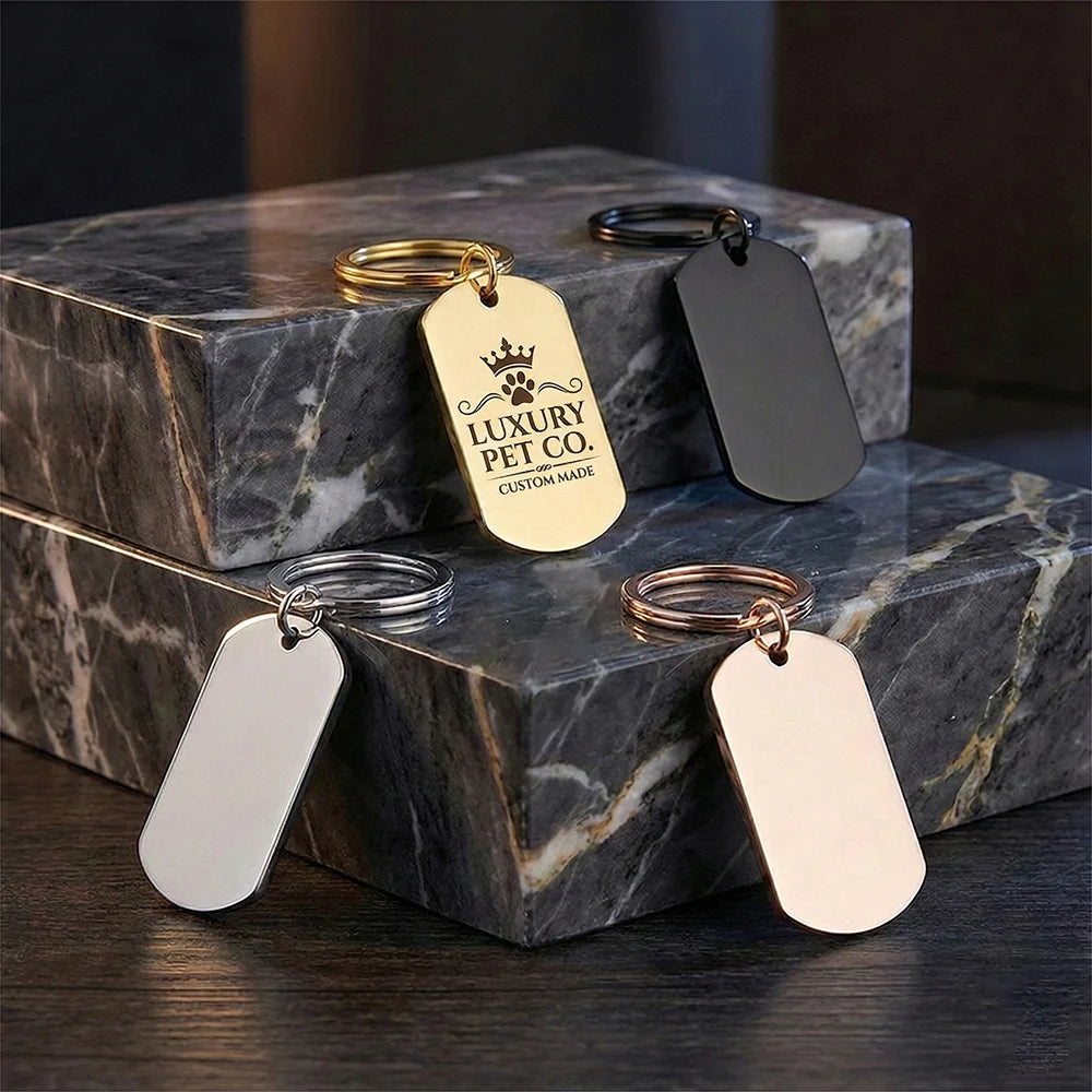 Wholesale Stainless Steel Keychain Blank Metal Tag Keychain for Laser Engraving Custom Logo