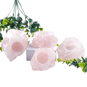 Wholesale Natural Polished Rose Quartz Crystal Raw Stone Aromatherapy Candle Holder