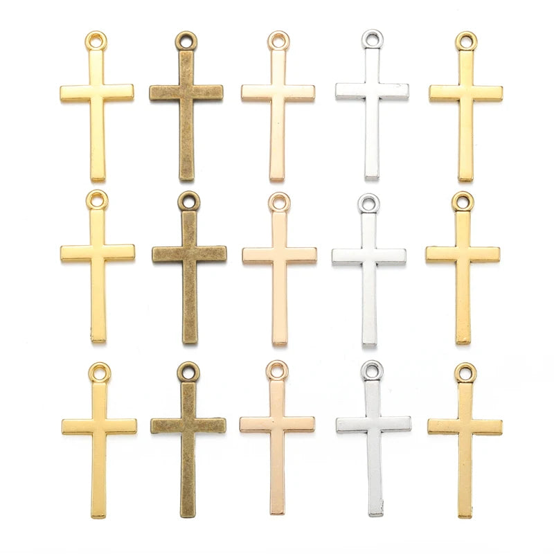 5 Colors Cross Charms Pendants Jewelry Making Bracelet Accessories Diy Crafts Handmade 27*13mm T70