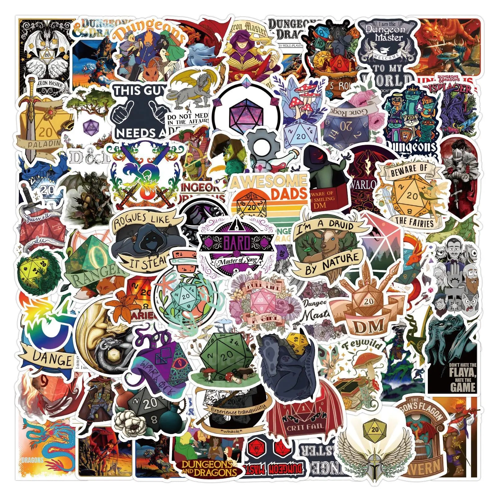 2024 New 100PCS Cool Classic Trendy Gaming Dragon Decals Dungeons and Dragons Sticker