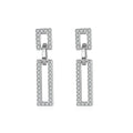 RINNTIN APE20 Fashion Double Square Dangle Drop Earrings Jewelry CZ Diamond 925 Sterling Silver Stud Earrings for Women