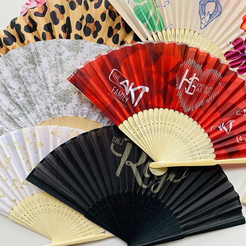 Chinese Fans Factory Bamboo Handle Good Quality Custom Printed Paper Hand Fan