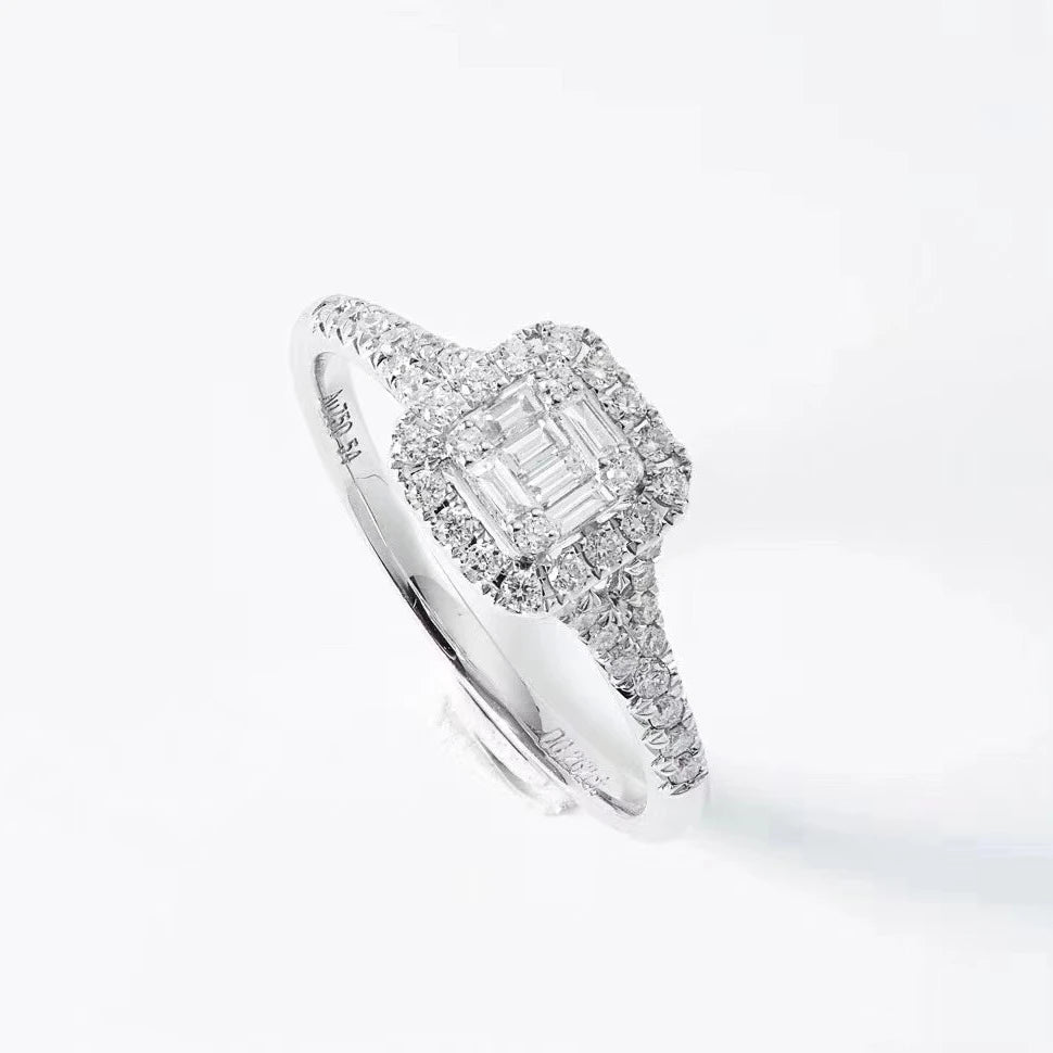 H&F Wedding Ring Set Real Gold With Nature Diamond Original Men Pave 18K 14K 9K American Nature Diamond Jewelry