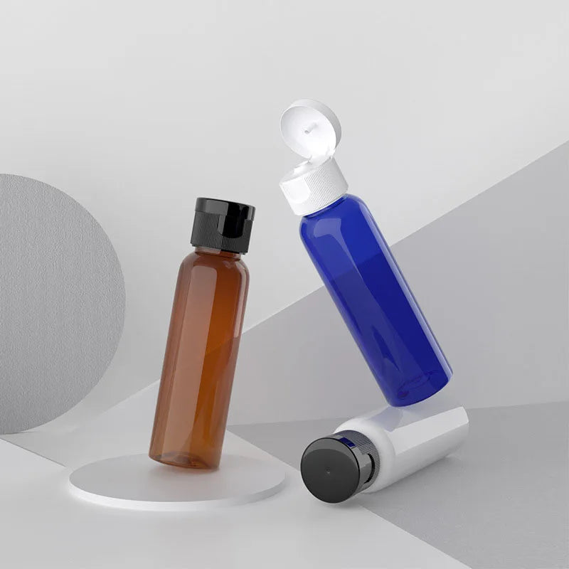 Wholesale Price 2oz Round Pet Amber Blue Plastic Toner Travel Bottles Skincare Packaging With Multiple Stock Colors