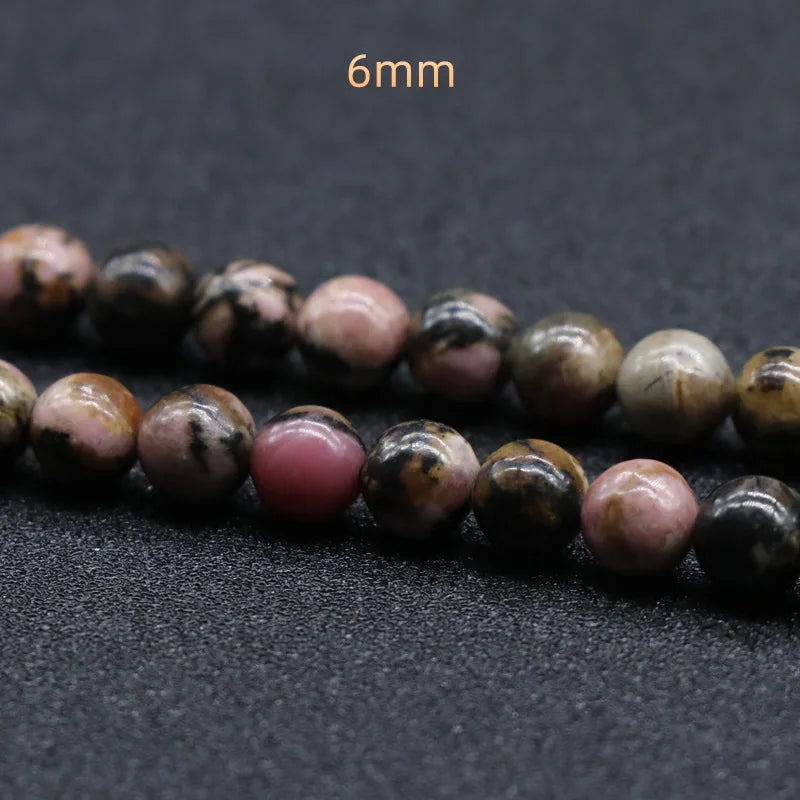 DIY Natural Rhodonite jasper Faceted Round Loose Bead Healing Energy Gems for Jewelry Making DIY Bracelet & Necklace Design crystal jewelry