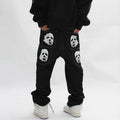 Spoof Portrait Print Denim Pants Mens High Street Funny Loose Straight-leg Pants Streetwear Casual Jeans Trousers Men