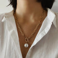 Gothic Baroque Pearl Pendant Choker Necklace for Women Wedding Punk Lariat Gold Color Long Chain Necklace N207262