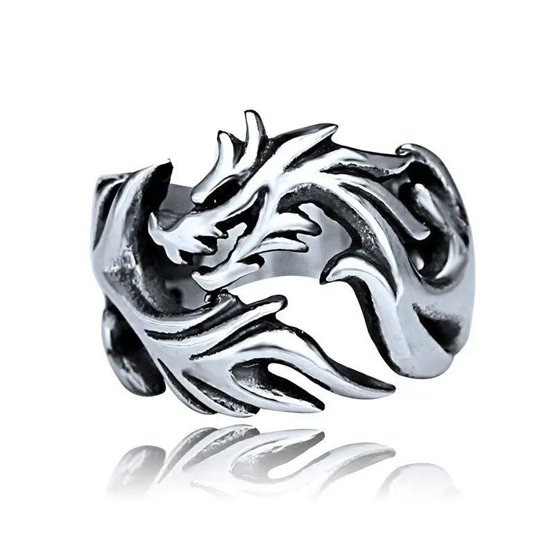 AA0009 Thai Jewelry Mens Jewellery Silver Dragon Claw Ring  Men's  Chinese Vintage Adjustable Opening Hip Hop Rings Gothic