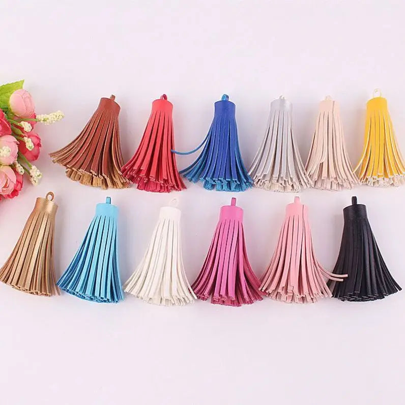 Wholesale PU Leather Tassels Keychain Leather Keychain Tassel Keyring Handmade DIY Bags Accessory Key Chains Phone Charm Pendant