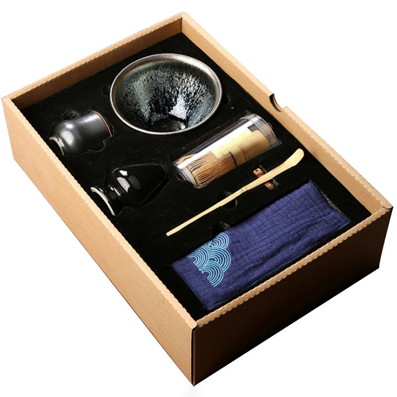 Japanese-Style Matcha Tea Ceremony Set Oil Drip Pot & Rabbit Hair Pot with Stand Gift for Coffee & Tea Enthusiasts