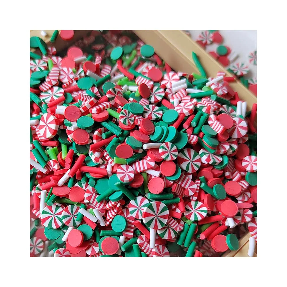 500g/Lot Mixed Artificial Christmas Polymer Clay Sprinkles Candy Cane Peppermint Mix Hot Clay Slices for Nail Art DIY Crafts