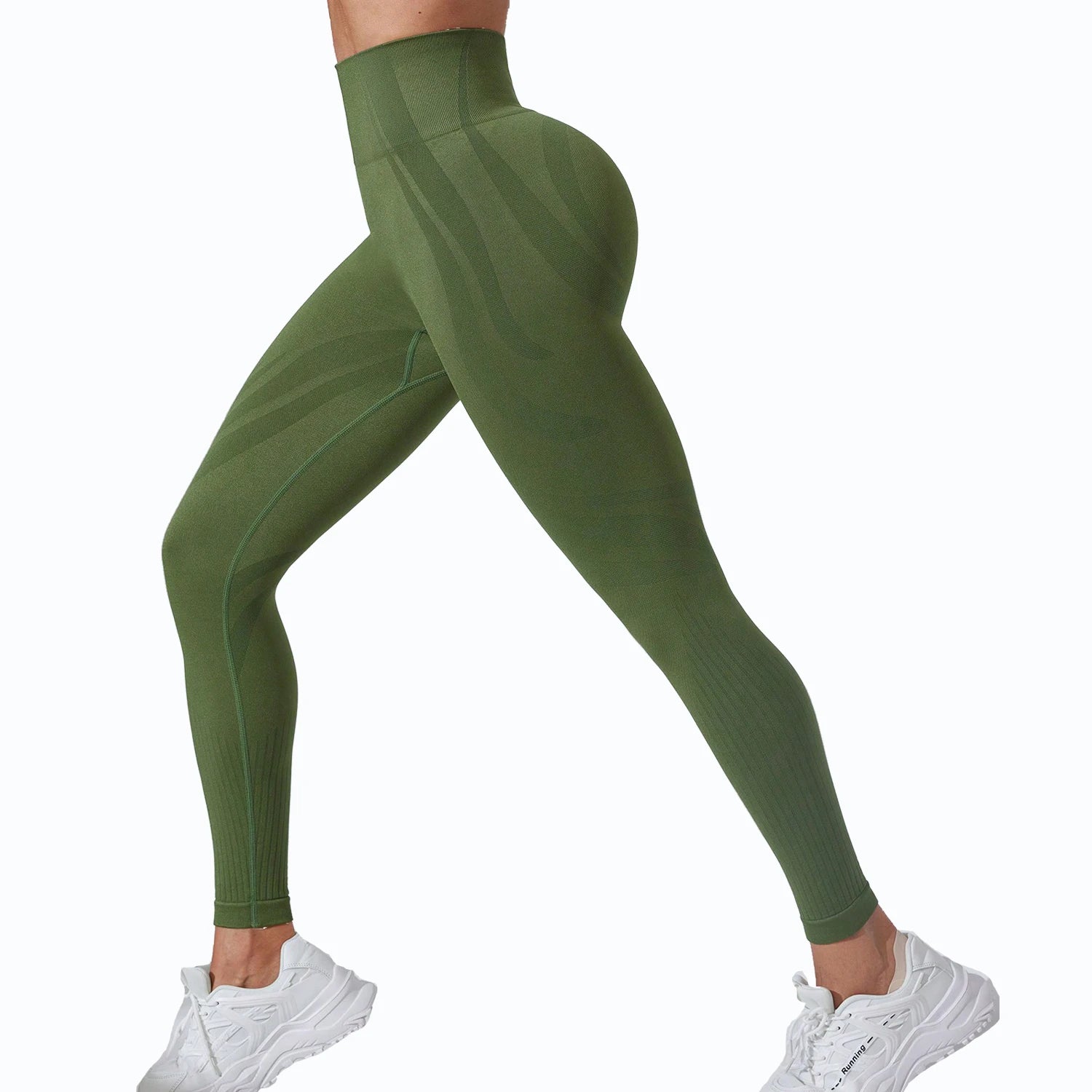 FLW Women's High-Waisted Print Yoga Pants Scrunch Butt Tummy Control Soft Elastic Waist Closure Button ODM Workout Leggings