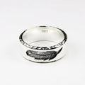 925 Sterling Silver Rings for Women and Men 7mm Feather Ring Polished Simple Smooth Vintage Punk Jewelry Couple Love Flowers