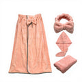 Women's Home Four-Piece Set Absorbent Microfiber Polyester Coral Fleece Bath Skirt Dress Includes Face Towel and Hairband