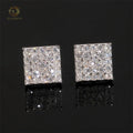 Iced Out Fashion Square Stud Moissanite Diamond Hip Hop 925 Sterling Silver Jewellery Earrings