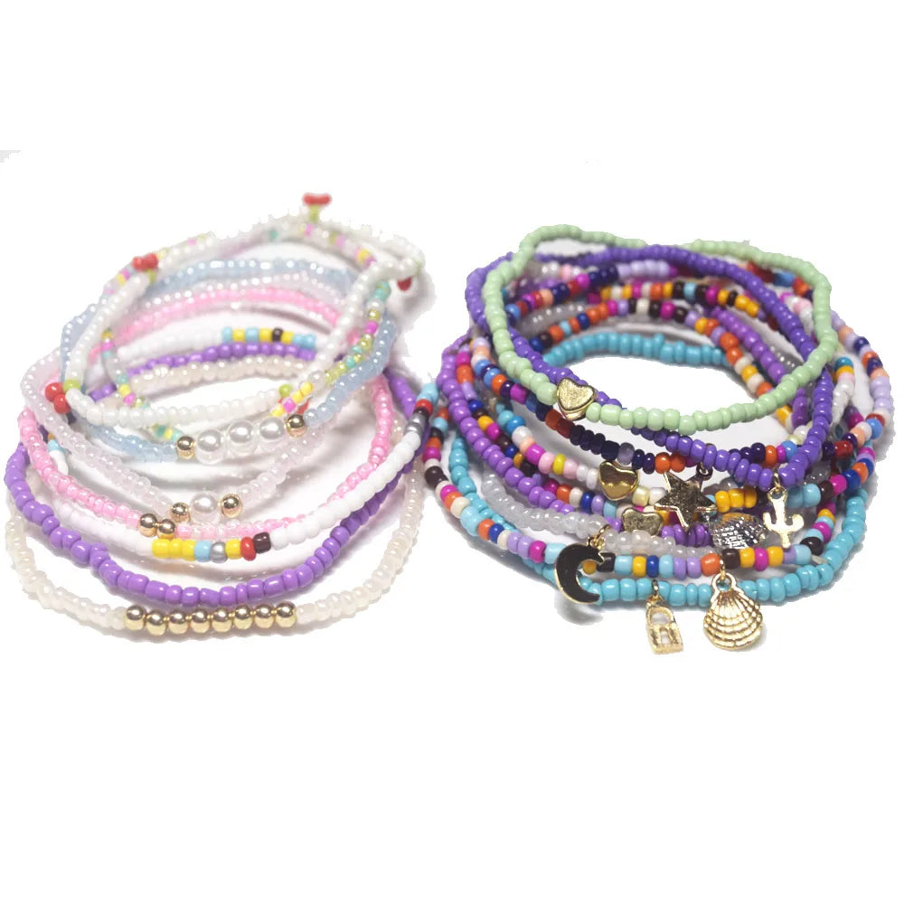 Wholesale BOHEMIAN Elastic Cord Glass Bead African Beaded Fruit Shell Cactus Charm Ankle Foot Anklet Accessories Anklets Jewelry