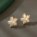 2023 Fashion Jewelry Cute Flower Earrings Brass Gold Tiny Earrings Light Luxury Crystal Earrings for Women