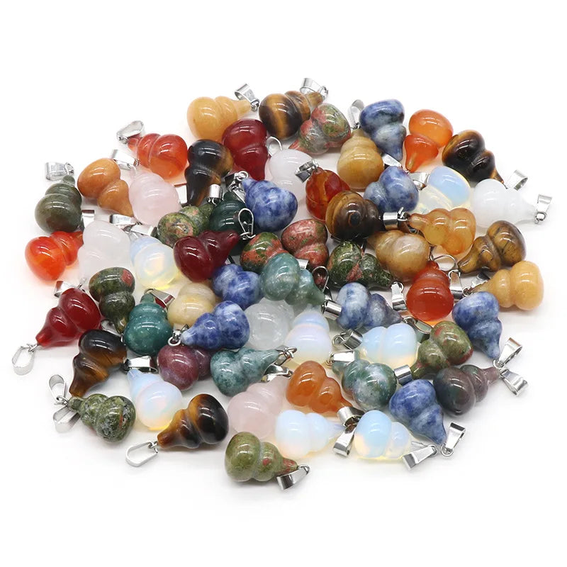 New Style Creativity 20MM Gourd Pendant Necklace Gemstone Jewelry Natural Stone tiger Eye Rose Quartz Pendant