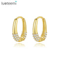 LUOTEEMI Jewelry 18K Gold Plated Pave Dainty Statement Pave Cubic Zirconia CZ Crystals Huggie Hoop Earrings