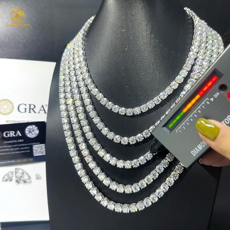 Cheapest Price Tennis Chain 3mm 4mm 5mm GRA Hip Hop Jewelry 925 Sterling Silver VVS D Color Diamond Moissanite Tennis Necklace