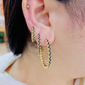 EC1807 New 3 Sizes Chic 18k Gold Plated Rainbow Zircon Cubic Zirconia CZ Micro Pave Twist Semi Hoops Earring for Women