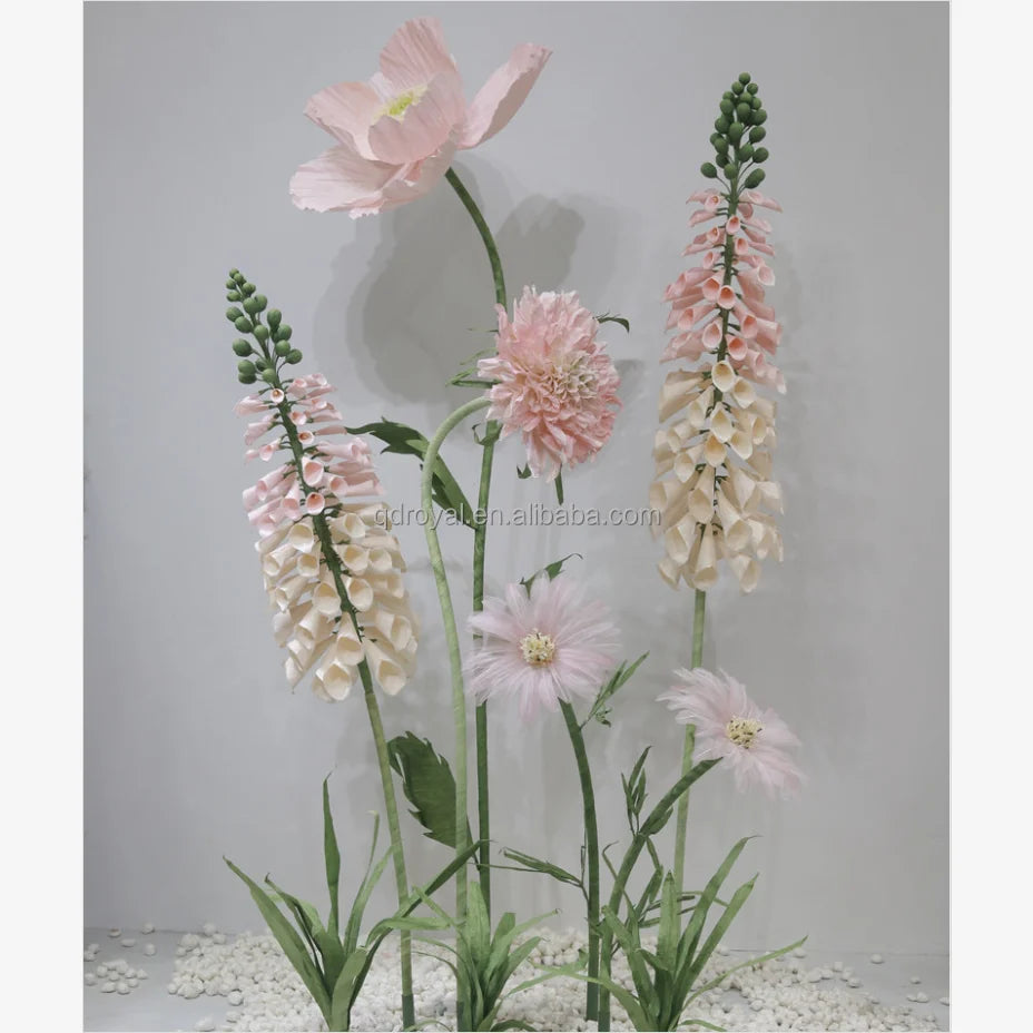 Outdoor Decorative Giant Paper Flower Free Standing Base Easter Party Event Wedding Shop Mall Decoration Outdoor Decorative