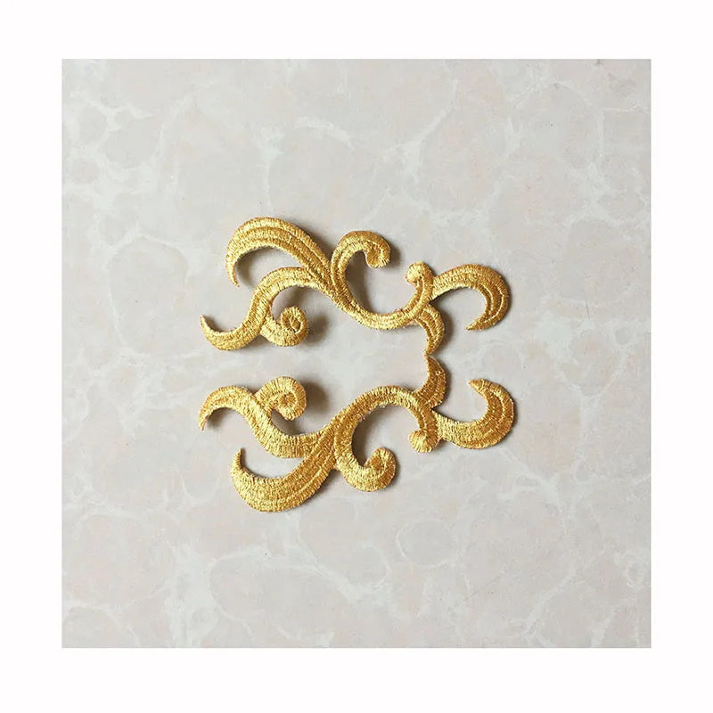 Custom Gold and Silver Color Appliques Sticker Iron-on Embroidery Hot Melt Adhesive Diy Stage Clothing Dress Garment Patches