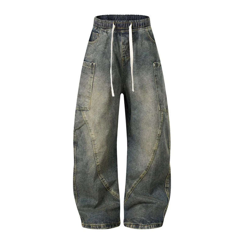 Baggy Jeans Hombre New Spring Summer Products American Style Women Women's Cargo Jeans Pocket Trend Blue Jeans for Men