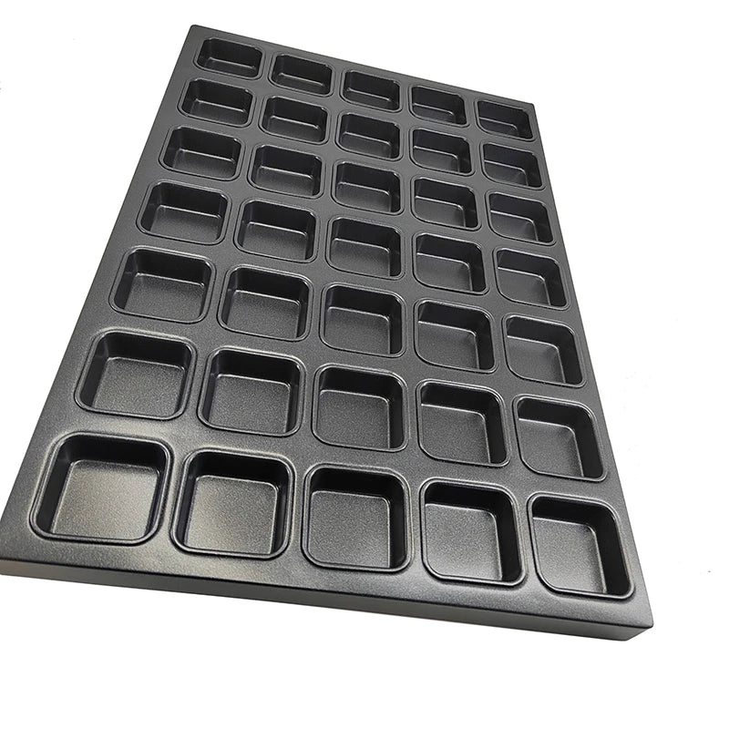 Customized 35 Cups Custom Size Nonstick Brownies Baking Pan Aluminized Steel Square Rectangle Cheese Cake Tart Molds