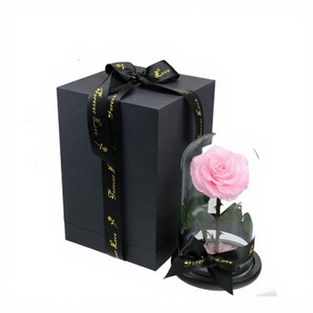 Wedding Valentine's Day Beauty Beast Eternal Glycerin-Preserved Glass Dome Rose Elegant Tabletop Decoration Long-Lasting