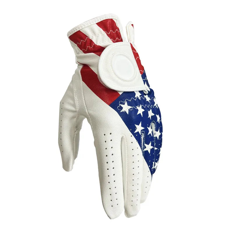 China Factory Pu Leather Magnetic Golf Gloves With Custom Golf Ball Marker for Hand