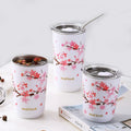 LULA Japanese Cherry Blossom Insulated Travel Tumbler Mug Stainless Steel Coffee Cup with Plastic Lid and Straw for Gift