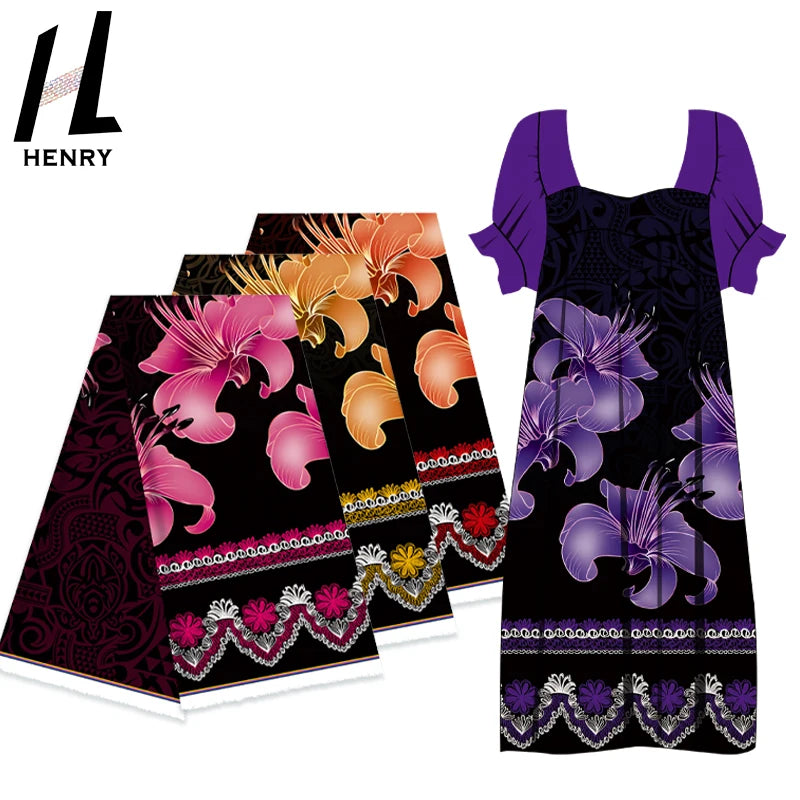Samoan Tribal Design Women Daily Dresses Polynesian Print Polyester Fabric for Mumu Dress Men Shirt