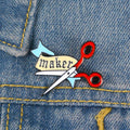 Custom Cute Small Size Personalized Hard Soft Enamel Panted Pin Pantone Colors Blue Brooch Wholesale Mini Scissors for Lapel Pin