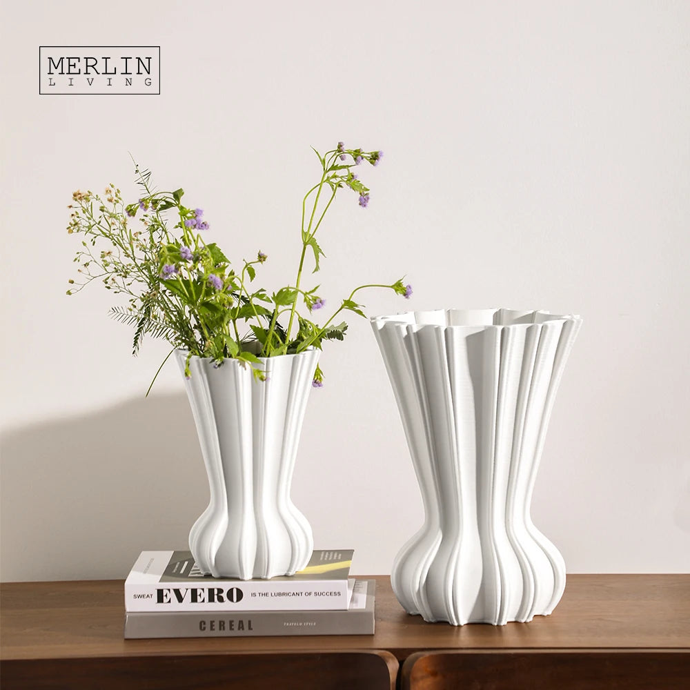 Merlin Living 3D Printing Vase Ceramic Big Vase for Home Decor Living Room Decoration Vase Chaozhou Ceramic Factory OEM
