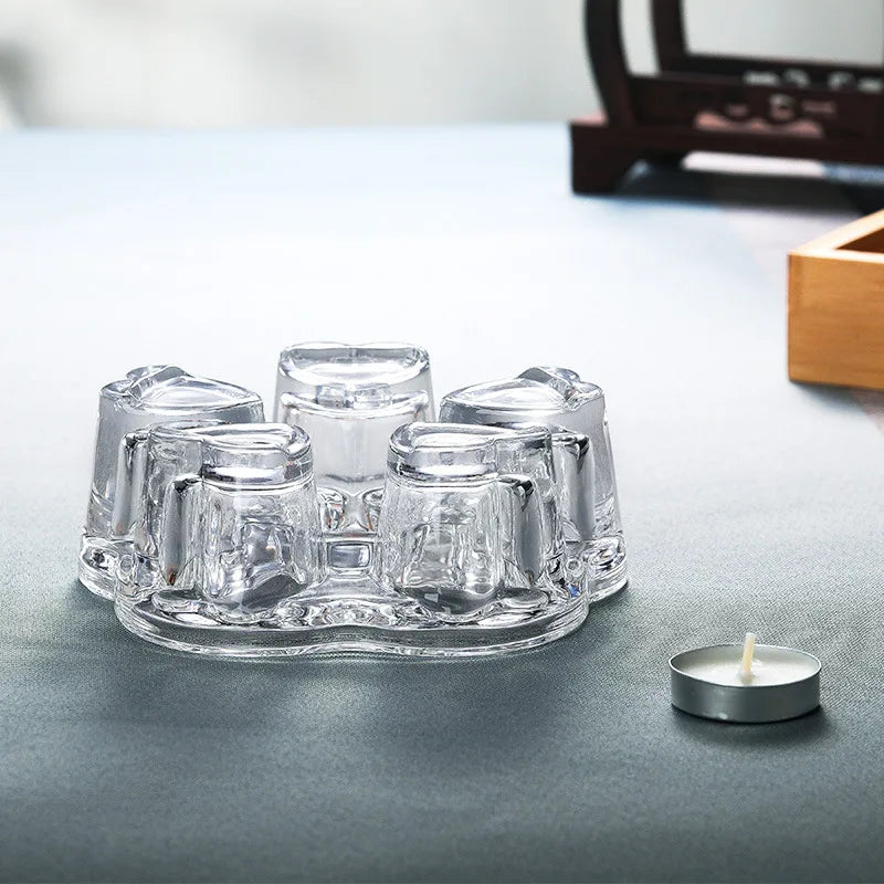 Glass Teapot Warmer Crystal Glass Base Heart Shape Trivet with Candle Perfect Heater Base for Teapots Pitchers Carafe