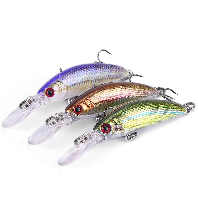 WEIHE 5cm 5.8g 5Colors Artificial Hard Lure 3D Printing Fishing Minnow Sinking Minnow Bait for Freshwater and Saltwater