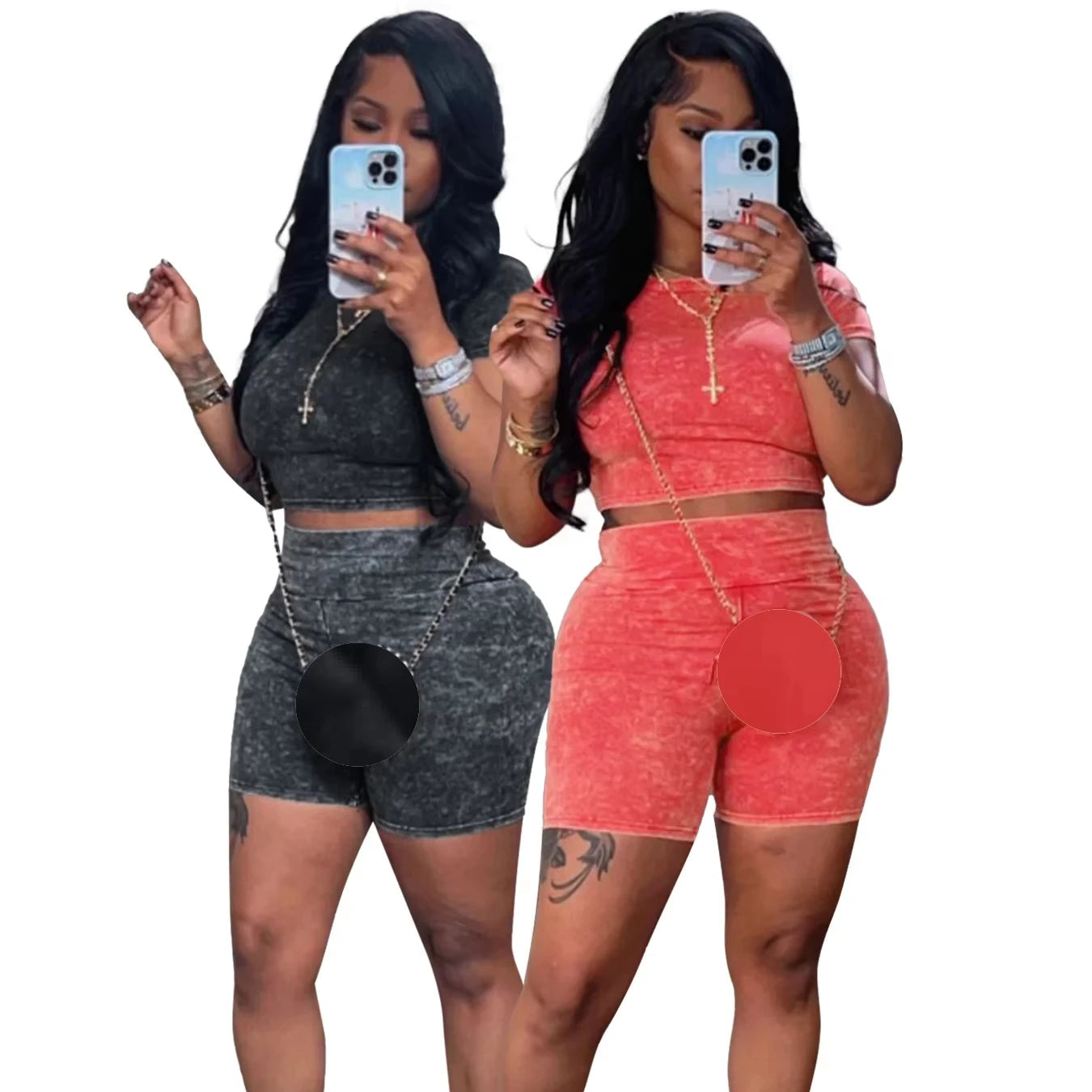 Custom Logo Summer Fashion Style Women Short Sleeve O Neck Crop Top High Waist Shorts Women Casual Two Pieces Set