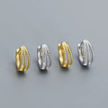 925 Silver Earrings Jewelry for Women 18K Gold Plated 925 Sterling Silver Three Layer Twisted Line Hoop Earrings Wholesale