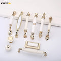 Zinc Ceramic Furniture Handles White Porcelain Luxury Cabinet Handle Antique Brass Bedroom Door Handle 5010