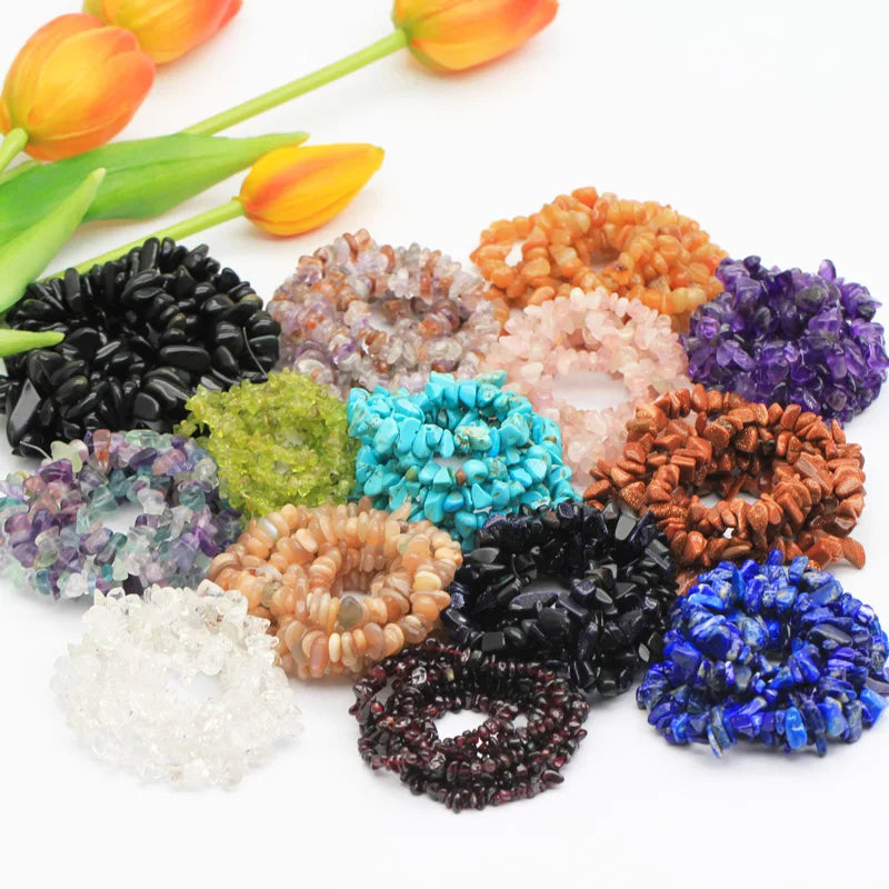 DIY Hot Sales Colorful Chips Natural Clear Quartz Amethyst Healing Stone Jewelry Crystal Chips Necklace for Gifts