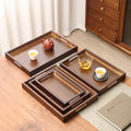 Custom Decorative Coffee Tea Bamboo Wooden Breakfast Food Tray Acacia Wood Serving Tray with Handles