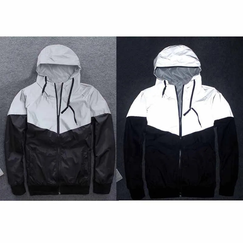 OEM Kids Adult Lightweight Windproof Rainproof Pullover Zipper up Outdoor Safety Light Reflecting Wind Breaker Jacket Clothing