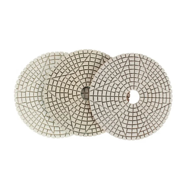China True Shine 4"/100mm Diamond Resin Bond 3 Step 1-3# Grit Polishing Pads for Marble Granite Quartz-OEM Available Aggressive