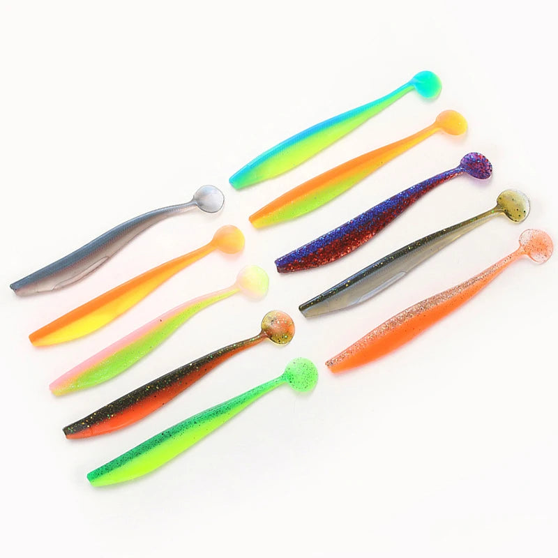 WEIHE 4pcs 12/16cm 6/13g Big Soft Bait with Paddle Tail T-tail Shad Fishing Lure with Smell