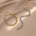 Waterproof Stainless Steel O Shape Chain Collection Bracelet Oval Link Chain 14k Gold Plated Women Bracelet